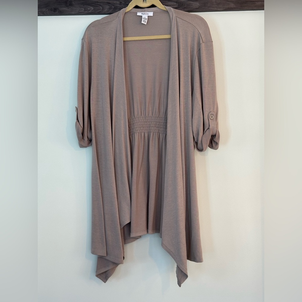 Style & Co. open duster, cinched waist, lightweight, XL